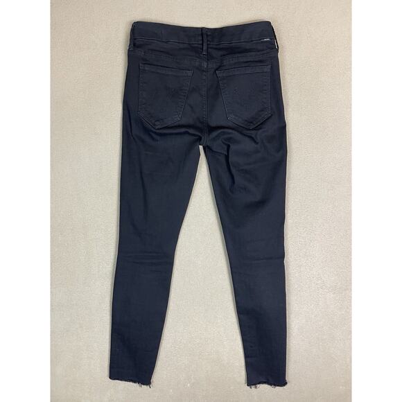 Mother Jeans Womens 25 Black Looker Ankle Fray Distressed Stretch Mid Rise Denim - Picture 13 of 14